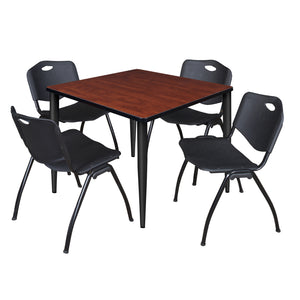 Kahlo Square Breakroom Table and Chair Package, 42" Square Kahlo Tapered Leg Breakroom Table with 4 "M" Stack Chairs