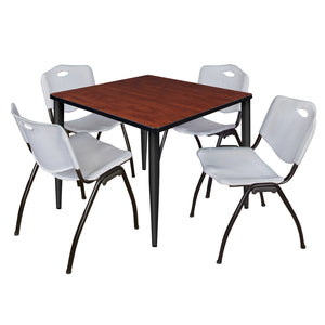 Kahlo Square Breakroom Table and Chair Package, 42" Square Kahlo Tapered Leg Breakroom Table with 4 "M" Stack Chairs