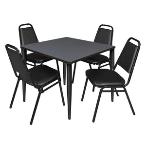 Kahlo Square Breakroom Table and Chair Package, 42" Square Kahlo Tapered Leg Breakroom Table with 4 Restaurant Stack Chairs