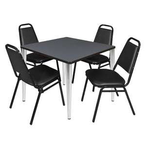 Kahlo Square Breakroom Table and Chair Package, 42" Square Kahlo Tapered Leg Breakroom Table with 4 Restaurant Stack Chairs