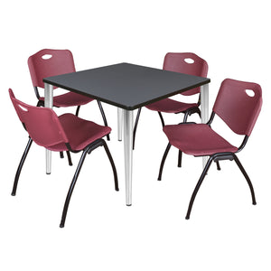 Kahlo Square Breakroom Table and Chair Package, 42" Square Kahlo Tapered Leg Breakroom Table with 4 "M" Stack Chairs