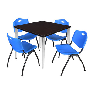 Kahlo Square Breakroom Table and Chair Package, 42" Square Kahlo Tapered Leg Breakroom Table with 4 "M" Stack Chairs