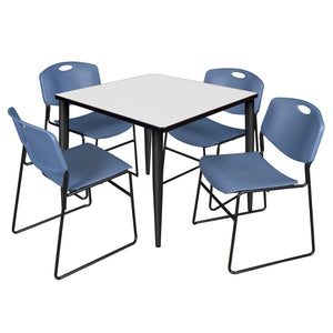 Kahlo Square Breakroom Table and Chair Package, 42" Square Kahlo Tapered Leg Breakroom Table with 4 Zeng Stack Chairs