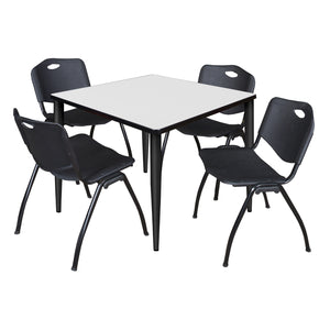 Kahlo Square Breakroom Table and Chair Package, 42" Square Kahlo Tapered Leg Breakroom Table with 4 "M" Stack Chairs