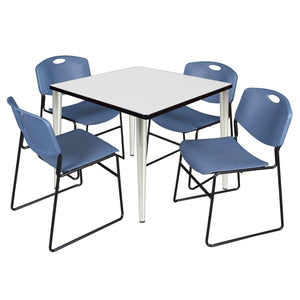 Kahlo Square Breakroom Table and Chair Package, 42" Square Kahlo Tapered Leg Breakroom Table with 4 Zeng Stack Chairs