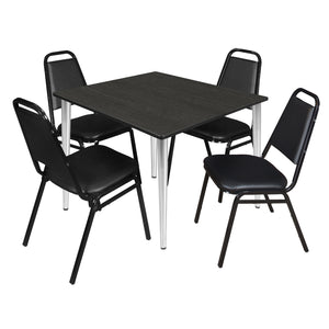 Kahlo Square Breakroom Table and Chair Package, 48" Square Kahlo Tapered Leg Breakroom Table with 4 Restaurant Stack Chairs