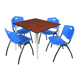 Kahlo Square Breakroom Table and Chair Package, 48" Square Kahlo Tapered Leg Breakroom Table with 4 "M" Stack Chairs