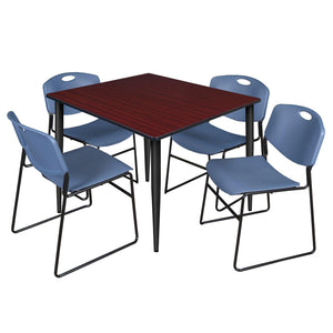 Kahlo Square Breakroom Table and Chair Package, 48" Square Kahlo Tapered Leg Breakroom Table with 4 Zeng Stack Chairs