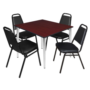 Kahlo Square Breakroom Table and Chair Package, 48" Square Kahlo Tapered Leg Breakroom Table with 4 Restaurant Stack Chairs