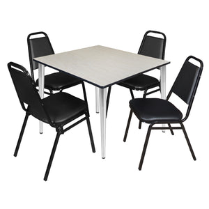 Kahlo Square Breakroom Table and Chair Package, 48" Square Kahlo Tapered Leg Breakroom Table with 4 Restaurant Stack Chairs