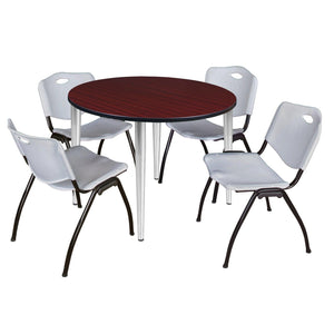 Kahlo Round Breakroom Table and Chair Package, 48" Round Kahlo Tapered Leg Breakroom Table with 4 "M" Stack Chairs