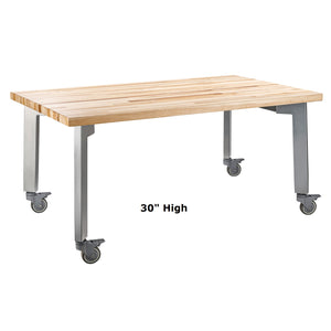 Titan Mobile Table, 42" x 42", Butcherblock Top