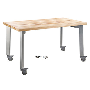 Titan Mobile Table, 36" x 54", Butcherblock Top