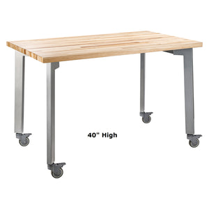 Titan Mobile Table, 42" x 42", Butcherblock Top