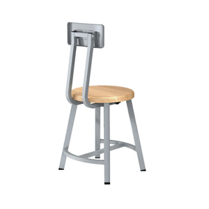 Titan Stool with Backrest, Solid Oak Seat, 18" Seat Height