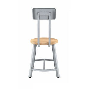 Titan Stool with Backrest, Solid Oak Seat, 18" Seat Height
