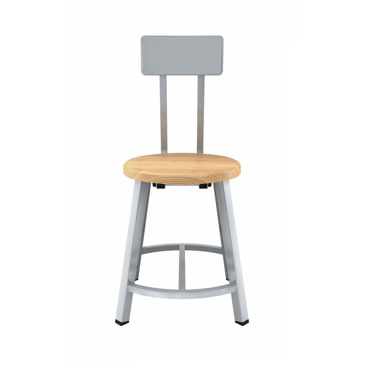 Titan Stool with Backrest, Solid Oak Seat, 18" Seat Height