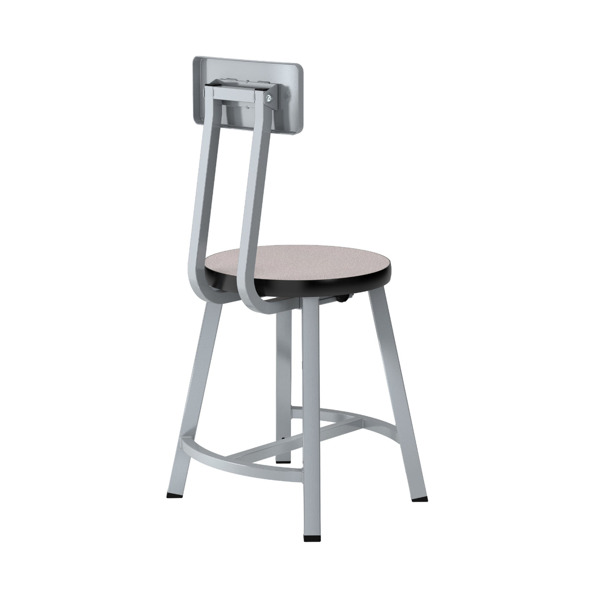Titan Stool with Backrest, Laminate Seat with Particleboard Core/T-Mold Edge, 18" Seat Height