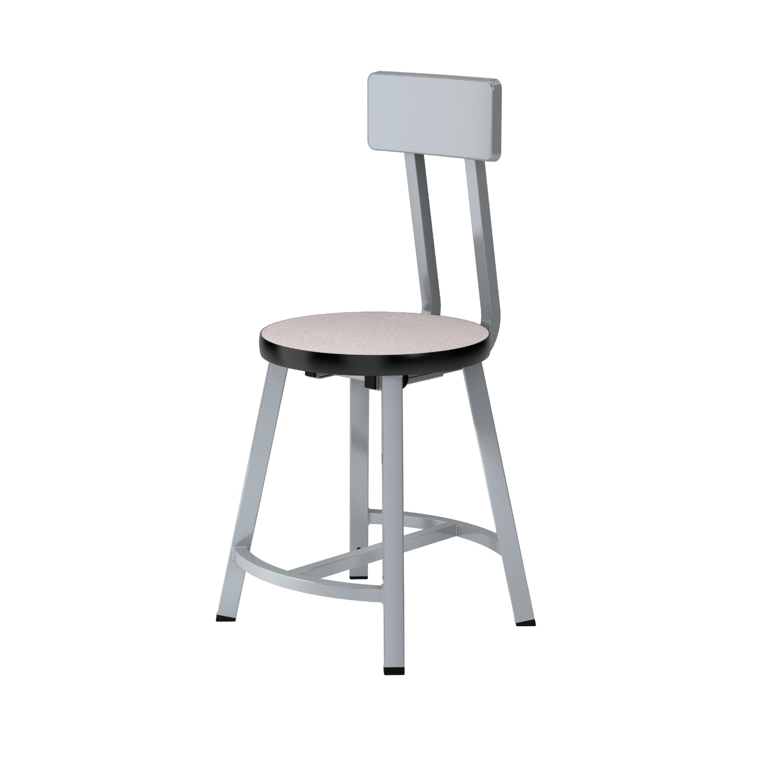 Titan Stool with Backrest, Laminate Seat with Particleboard Core/T-Mold Edge, 18" Seat Height