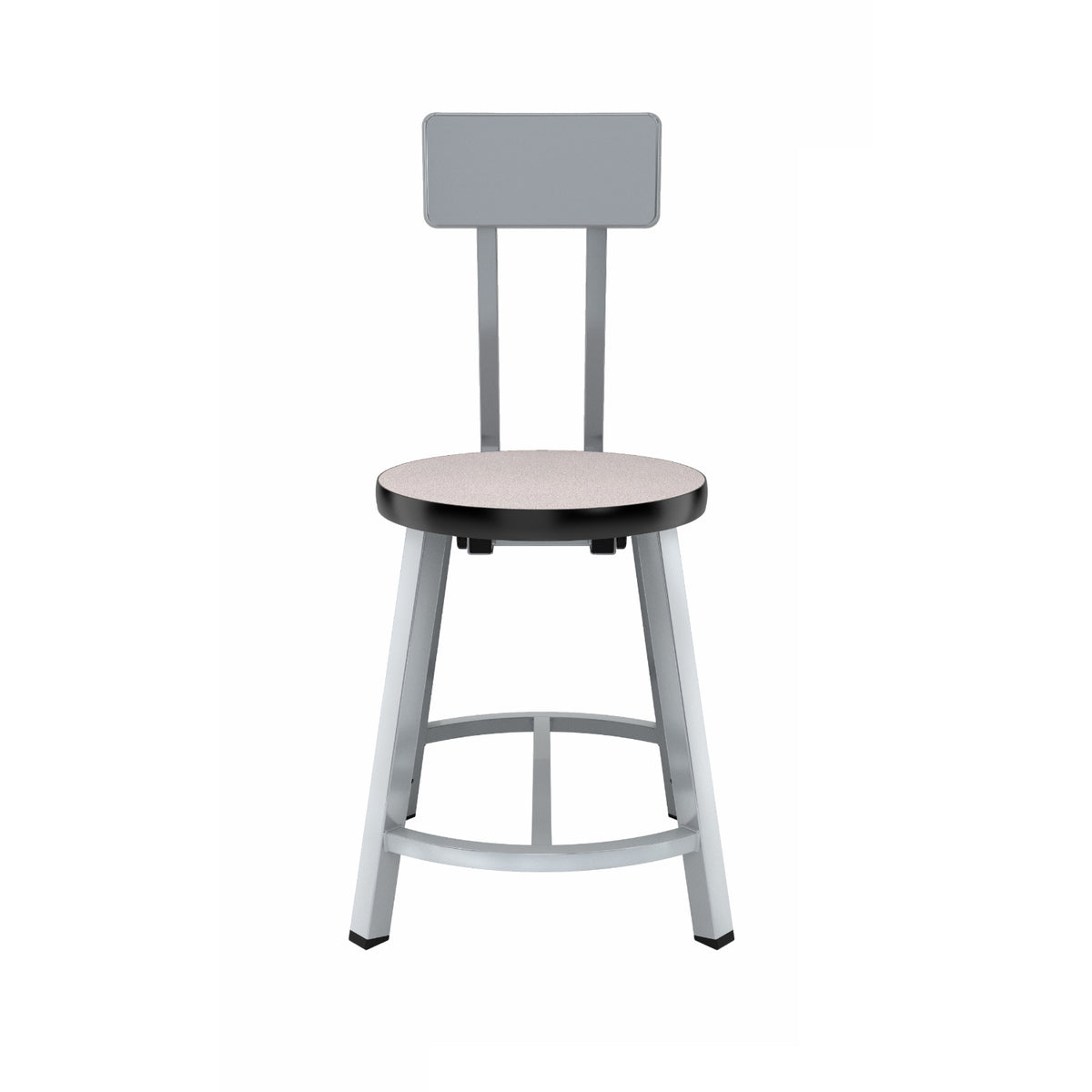 Titan Stool with Backrest, Laminate Seat with Particleboard Core/T-Mold Edge, 18" Seat Height