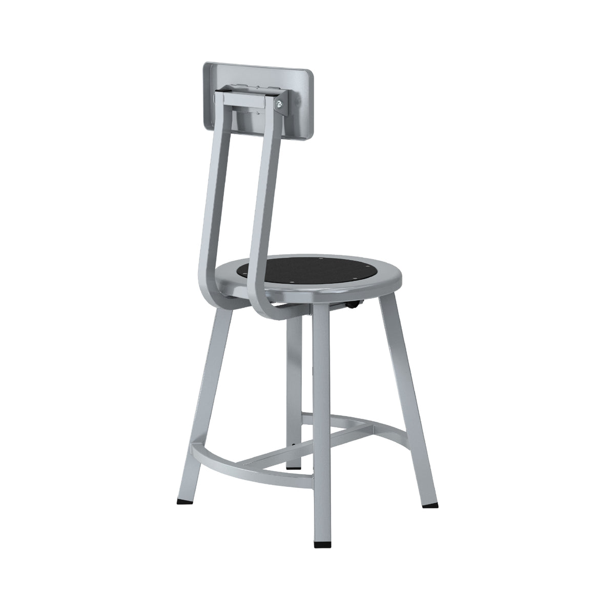 Titan Stool with Backrest, Steel Seat with Black Poly Center, 18" Seat Height