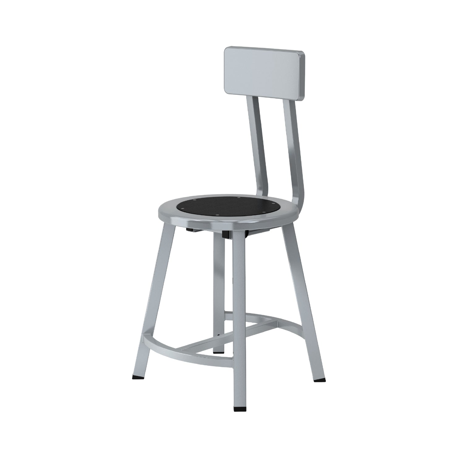 Titan Stool with Backrest, Steel Seat with Black Poly Center, 18" Seat Height