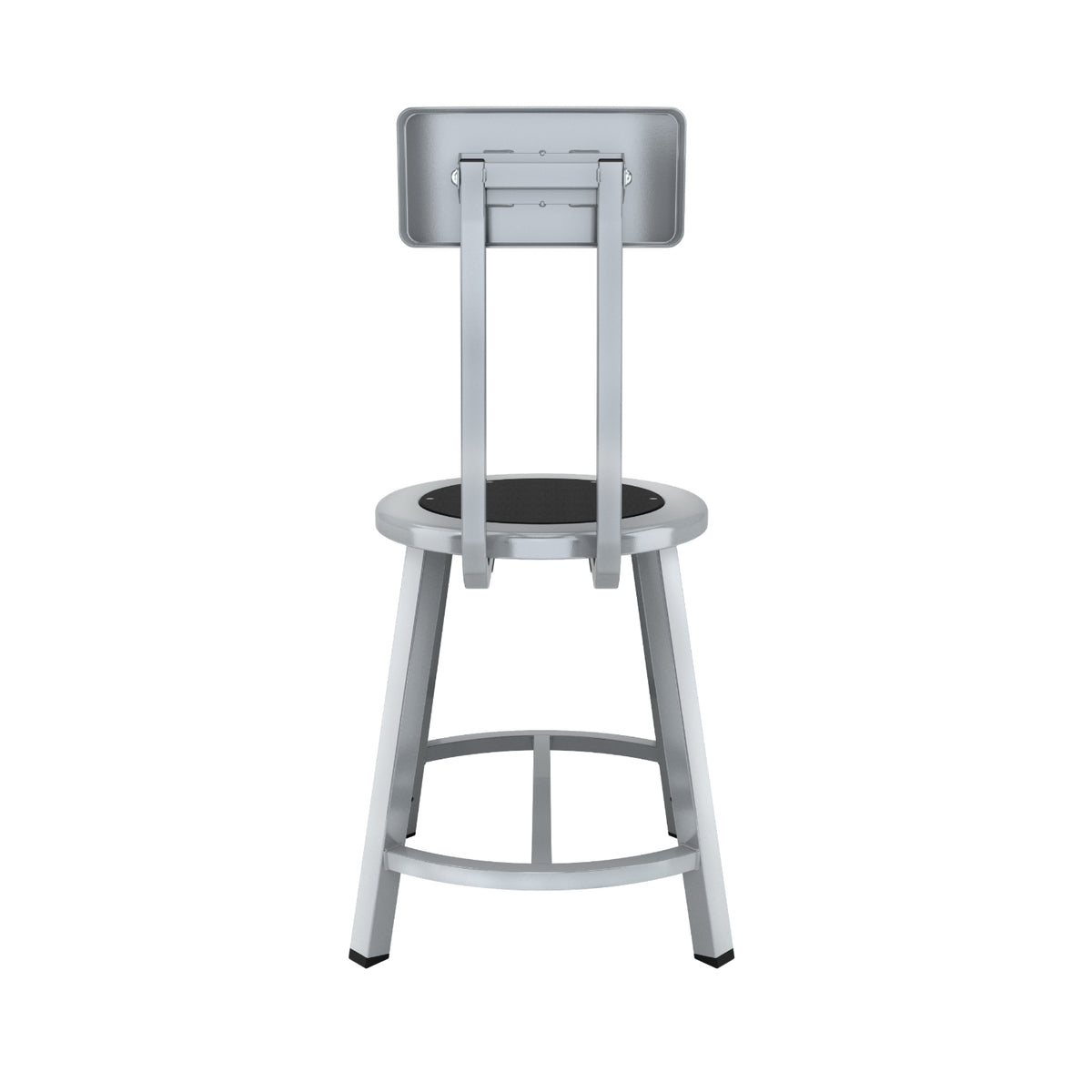 Titan Stool with Backrest, Steel Seat with Black Poly Center, 18" Seat Height