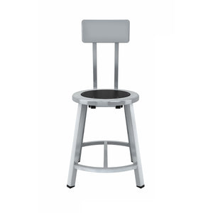 Titan Stool with Backrest, Steel Seat with Black Poly Center, 18" Seat Height