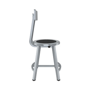 Titan Stool with Backrest, Steel Seat with Black Poly Center, 18" Seat Height