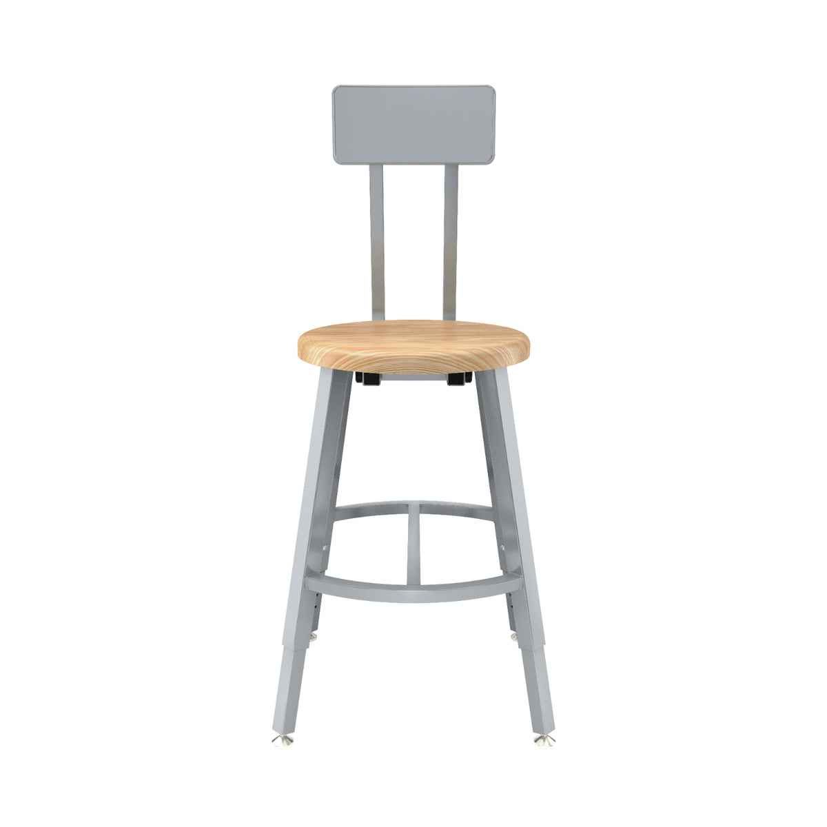 Titan Adjustable Height Stool with Backrest, Solid Oak Seat, 18-26" Seat Height