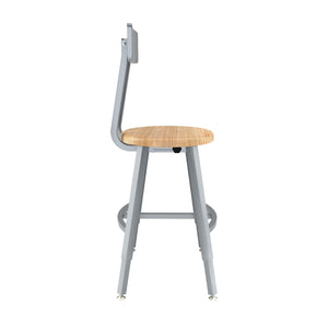 Titan Adjustable Height Stool with Backrest, Solid Oak Seat, 18-26" Seat Height