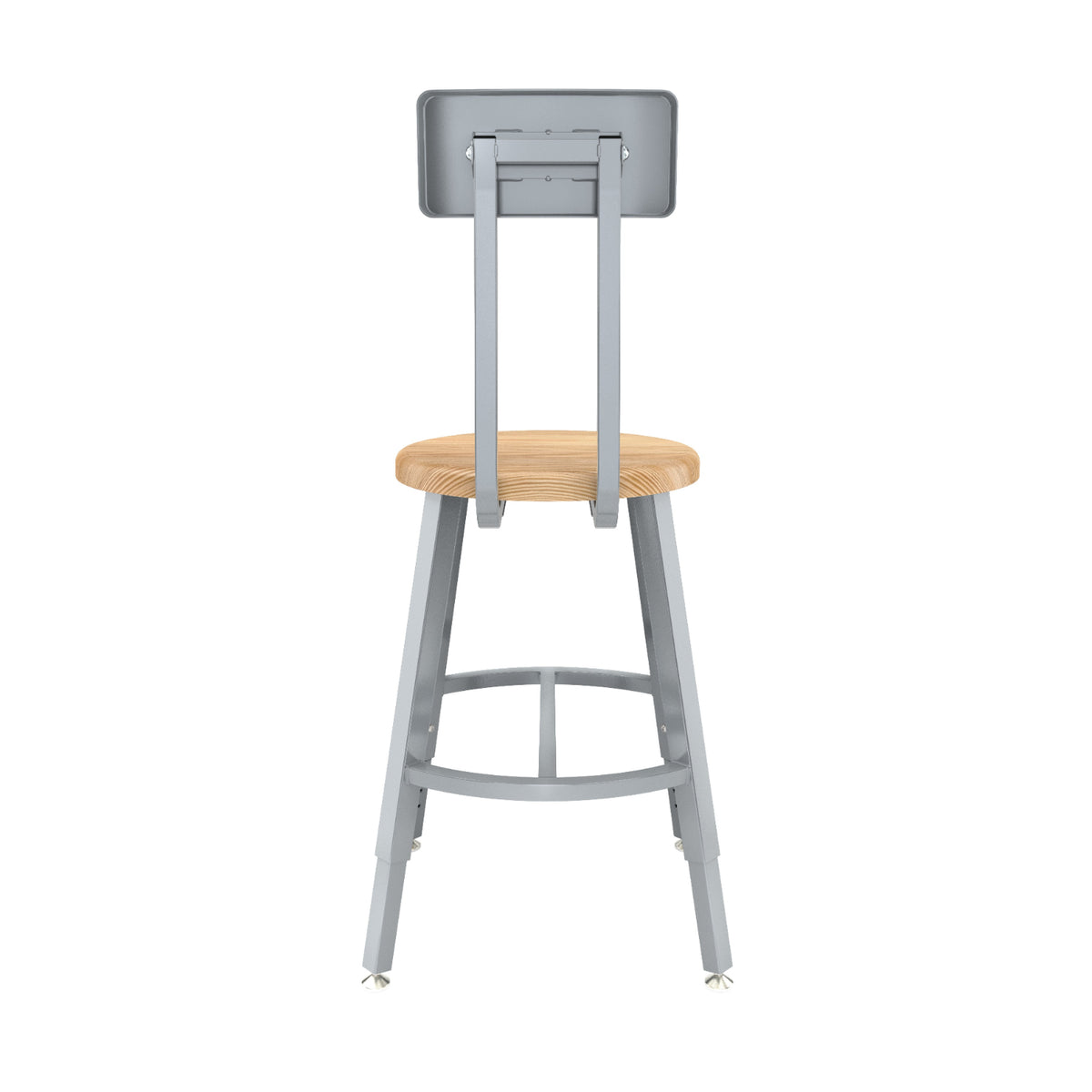 Titan Adjustable Height Stool with Backrest, Solid Oak Seat, 18-26" Seat Height