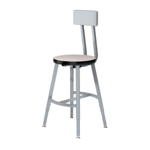 Titan Adjustable Height Stool with Backrest, Laminate Seat with Particleboard Core/T-Mold Edge, 18-26" Seat Height