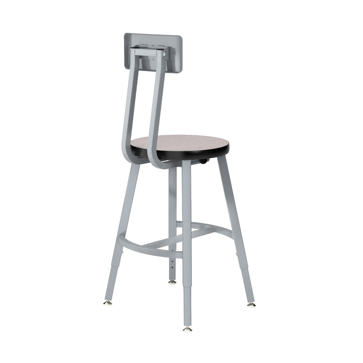 Titan Adjustable Height Stool with Backrest, Laminate Seat with Particleboard Core/T-Mold Edge, 18-26" Seat Height