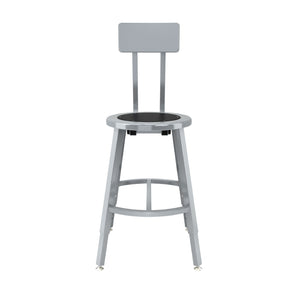 Titan Adjustable Height Stool with Backrest, Steel Seat with Black Poly Center, 18-26" Seat Height