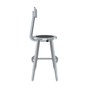 Titan Adjustable Height Stool with Backrest, Steel Seat with Black Poly Center, 18-26" Seat Height