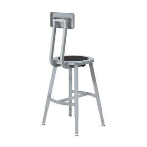 Titan Adjustable Height Stool with Backrest, Steel Seat with Black Poly Center, 18-26" Seat Height