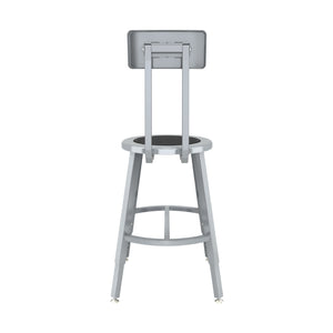 Titan Adjustable Height Stool with Backrest, Steel Seat with Black Poly Center, 18-26" Seat Height