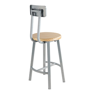 Titan Stool with Backrest, Solid Oak Seat, 24" Seat Height