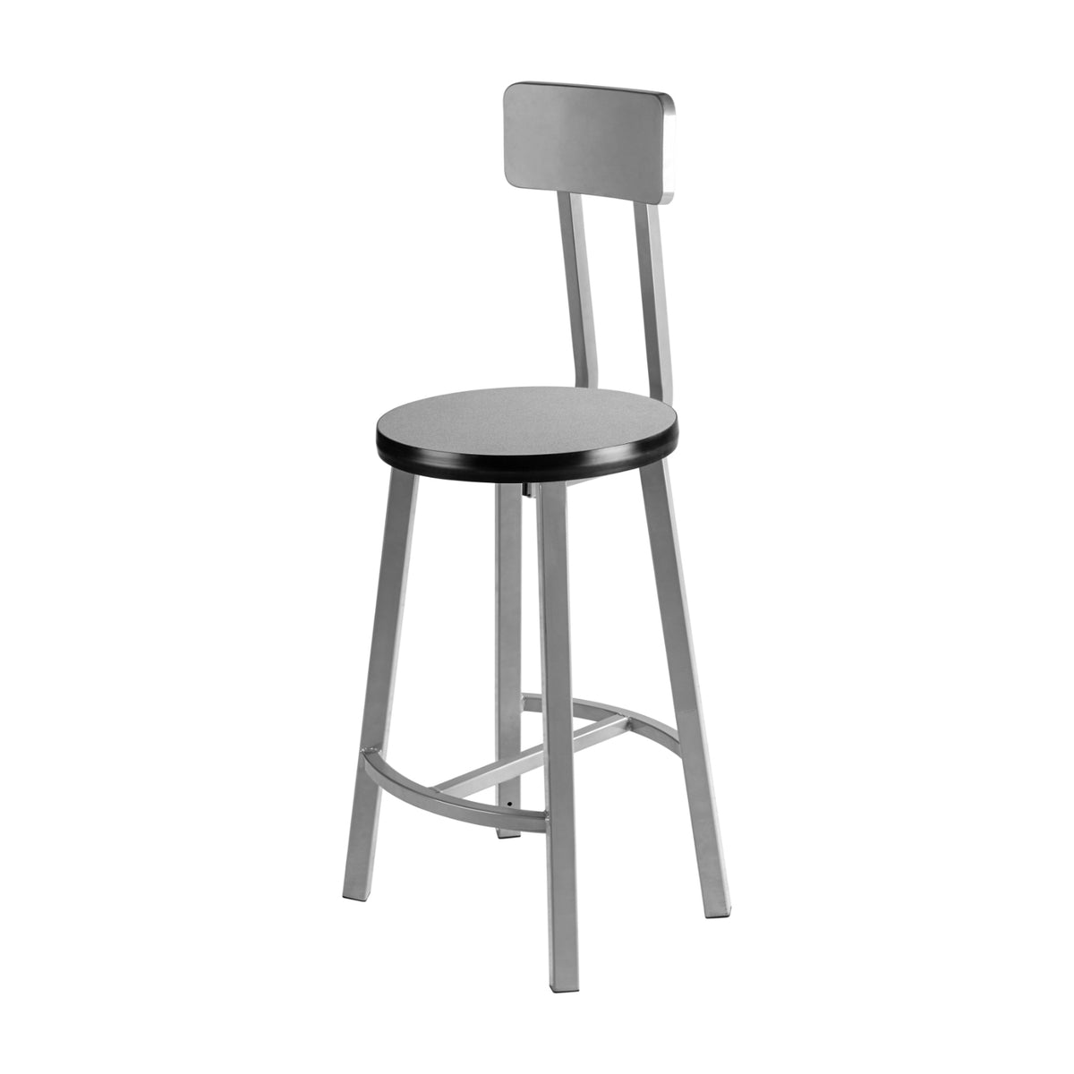 Titan Stool with Backrest, Laminate Seat with Particleboard Core/T-Mold Edge, 24" Seat Height