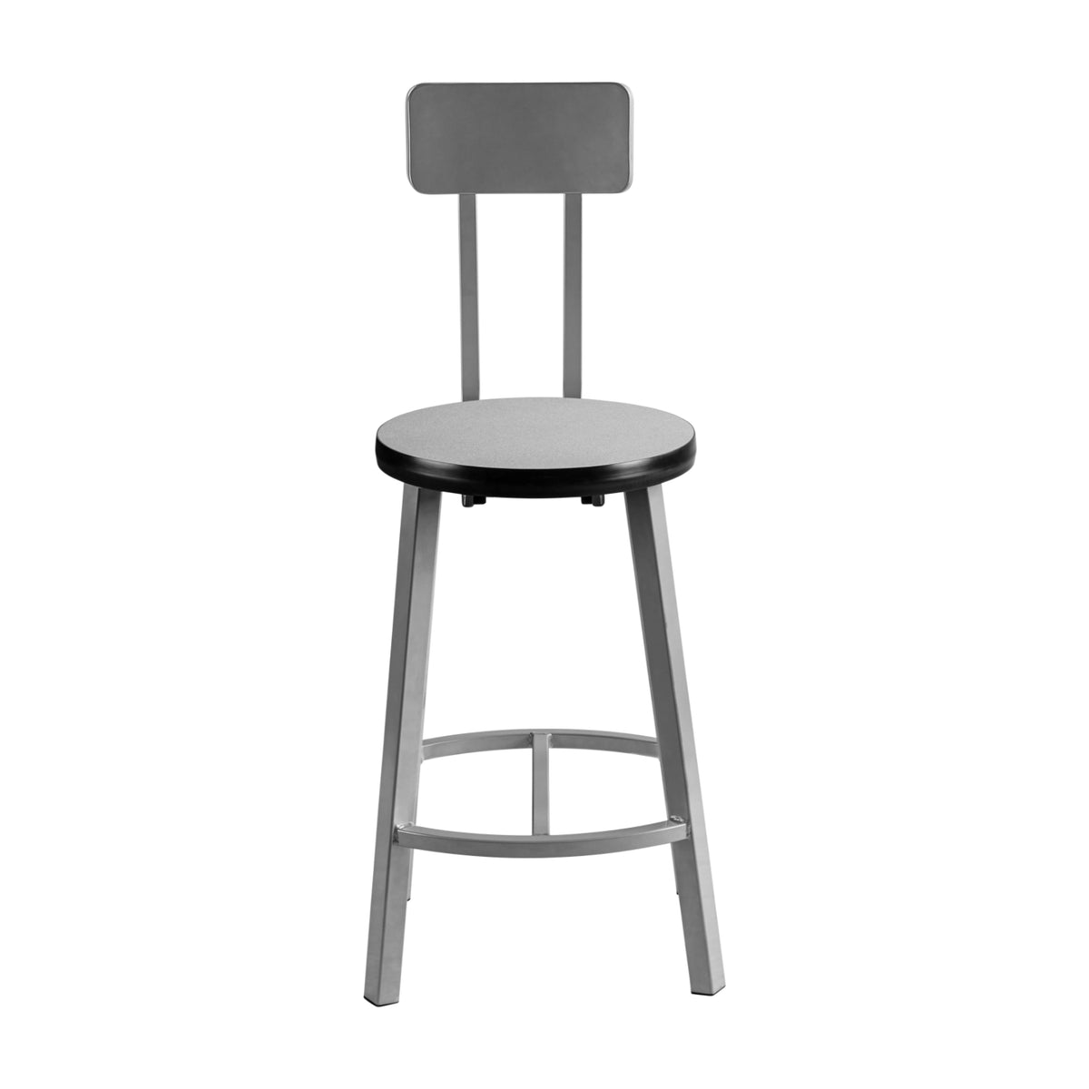 Titan Stool with Backrest, Laminate Seat with Particleboard Core/T-Mold Edge, 24" Seat Height