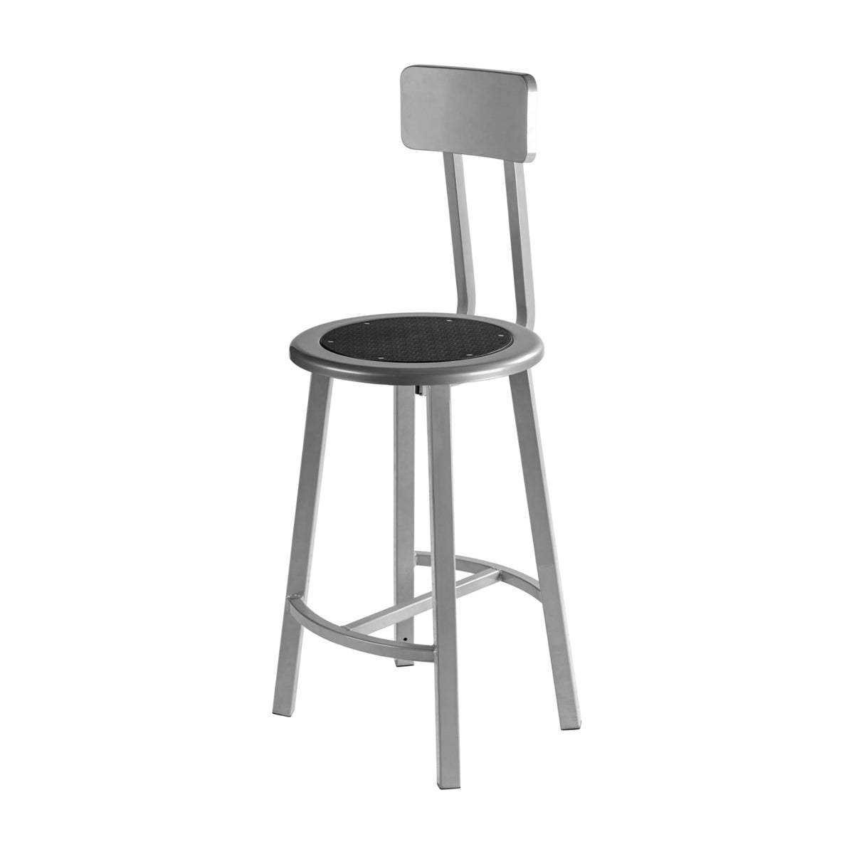 Titan Stool with Backrest, Steel Seat with Black Poly Center, 24" Seat Height