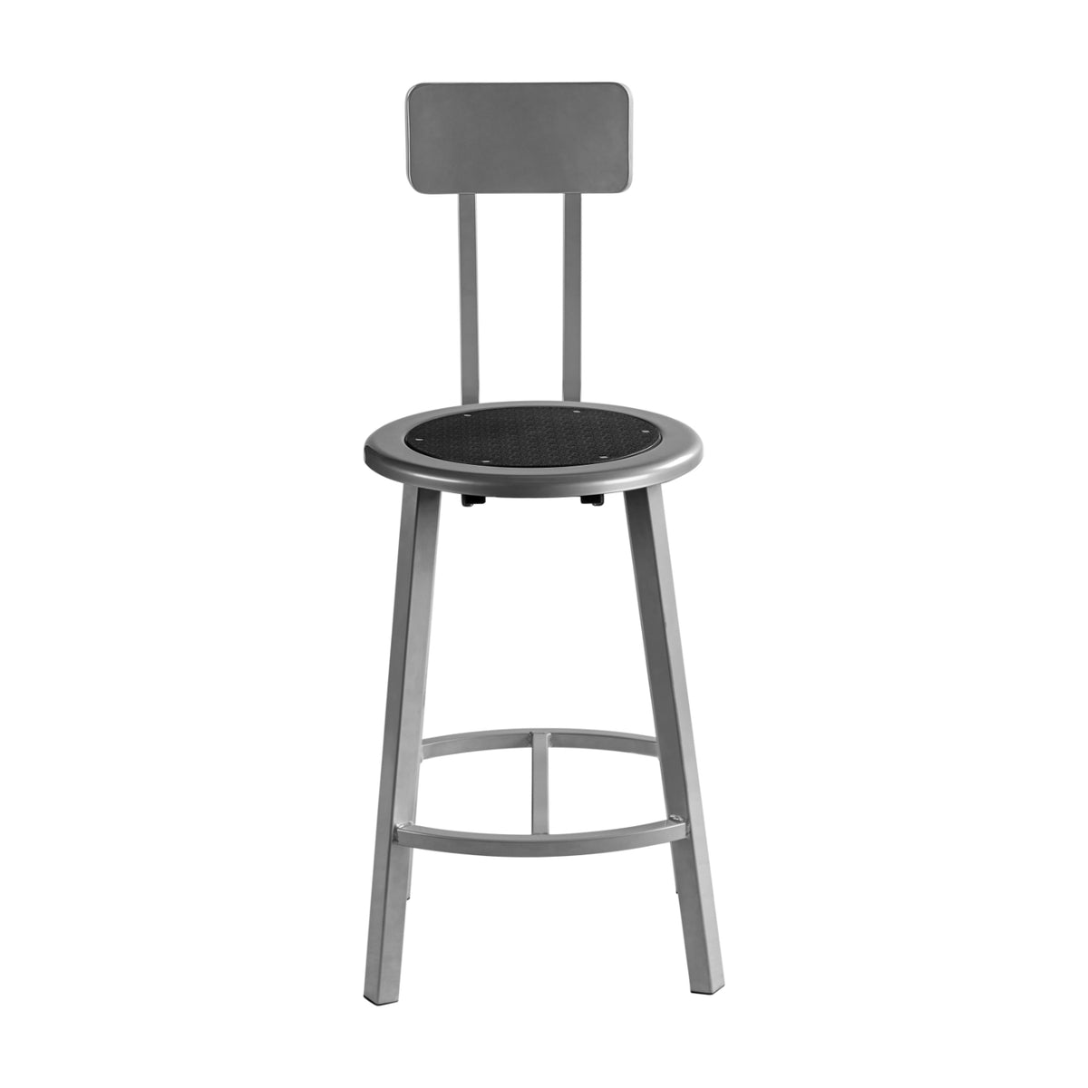 Titan Stool with Backrest, Steel Seat with Black Poly Center, 24" Seat Height
