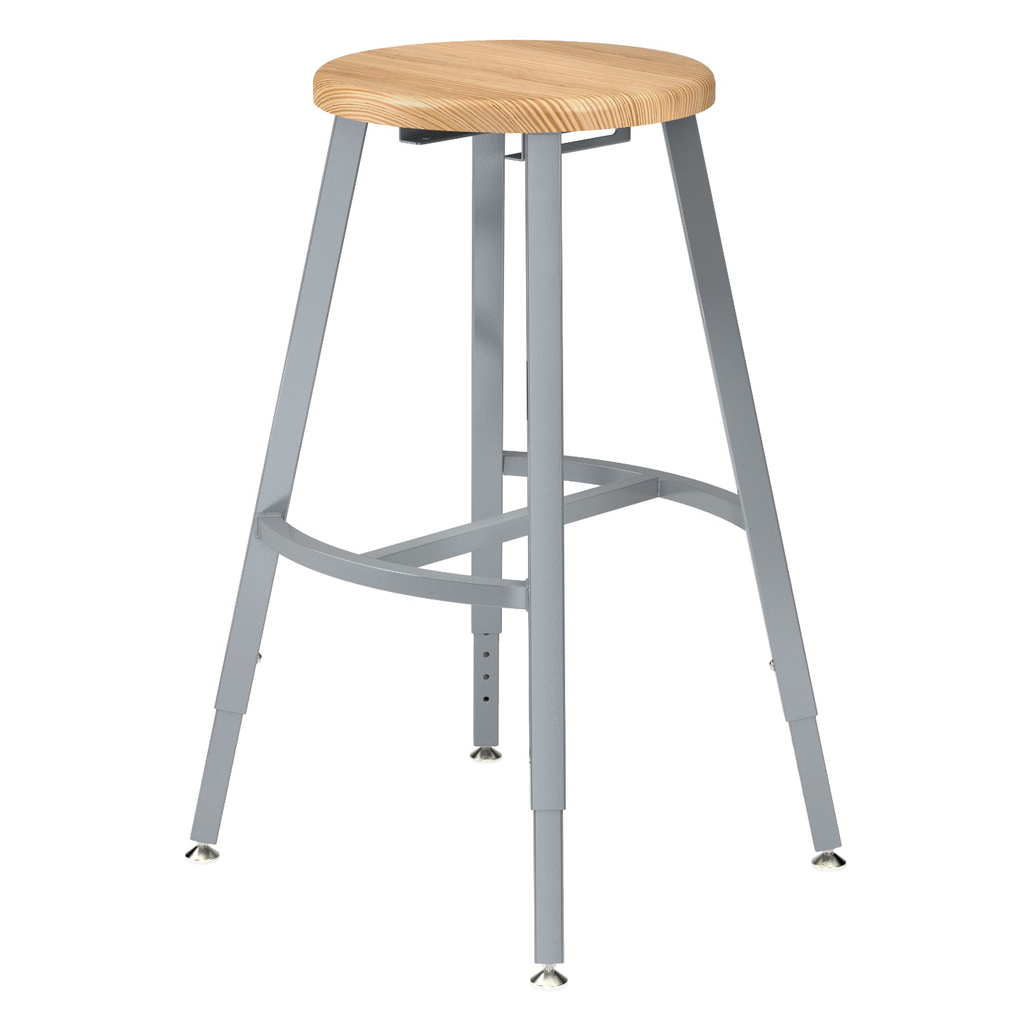 Titan Adjustable Height Stool, Solid Oak Seat, 24-32" Seat Height