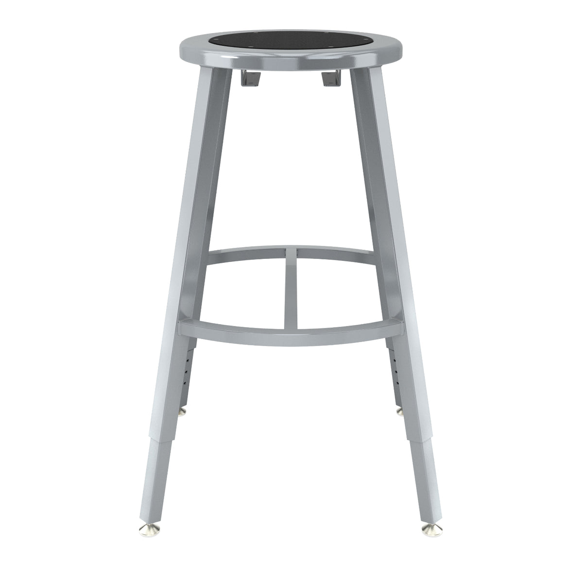 Titan Adjustable Height Stool, Steel Seat with Black Poly Center, 24-32" Seat Height