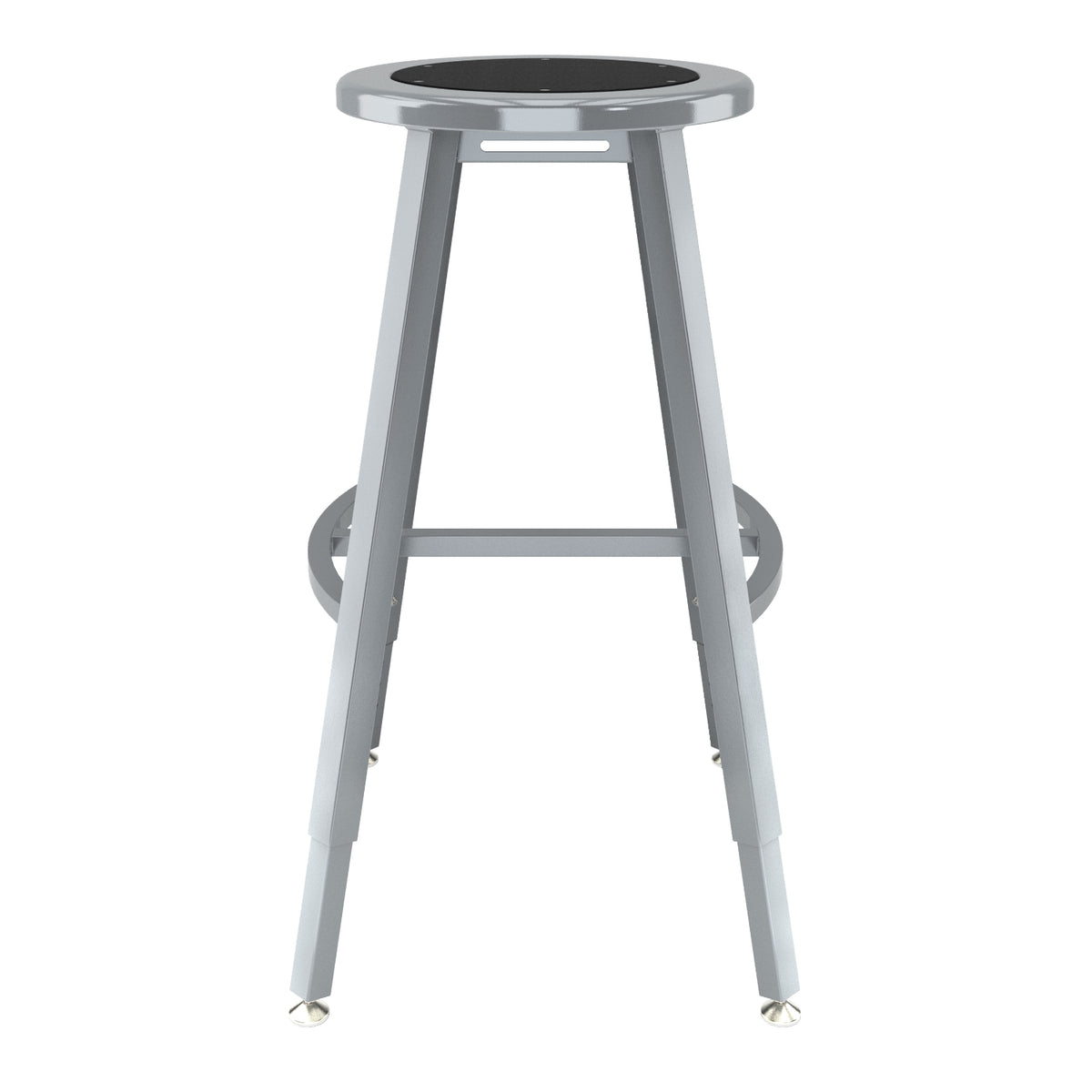 Titan Adjustable Height Stool, Steel Seat with Black Poly Center, 24-32" Seat Height