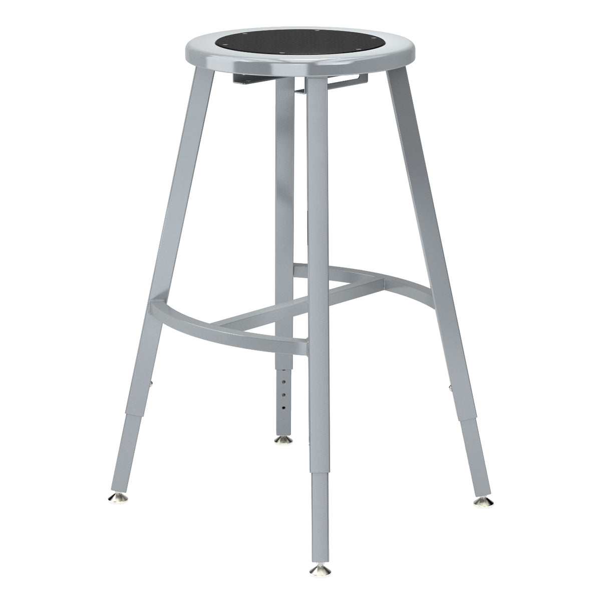 Titan Adjustable Height Stool, Steel Seat with Black Poly Center, 24-32" Seat Height