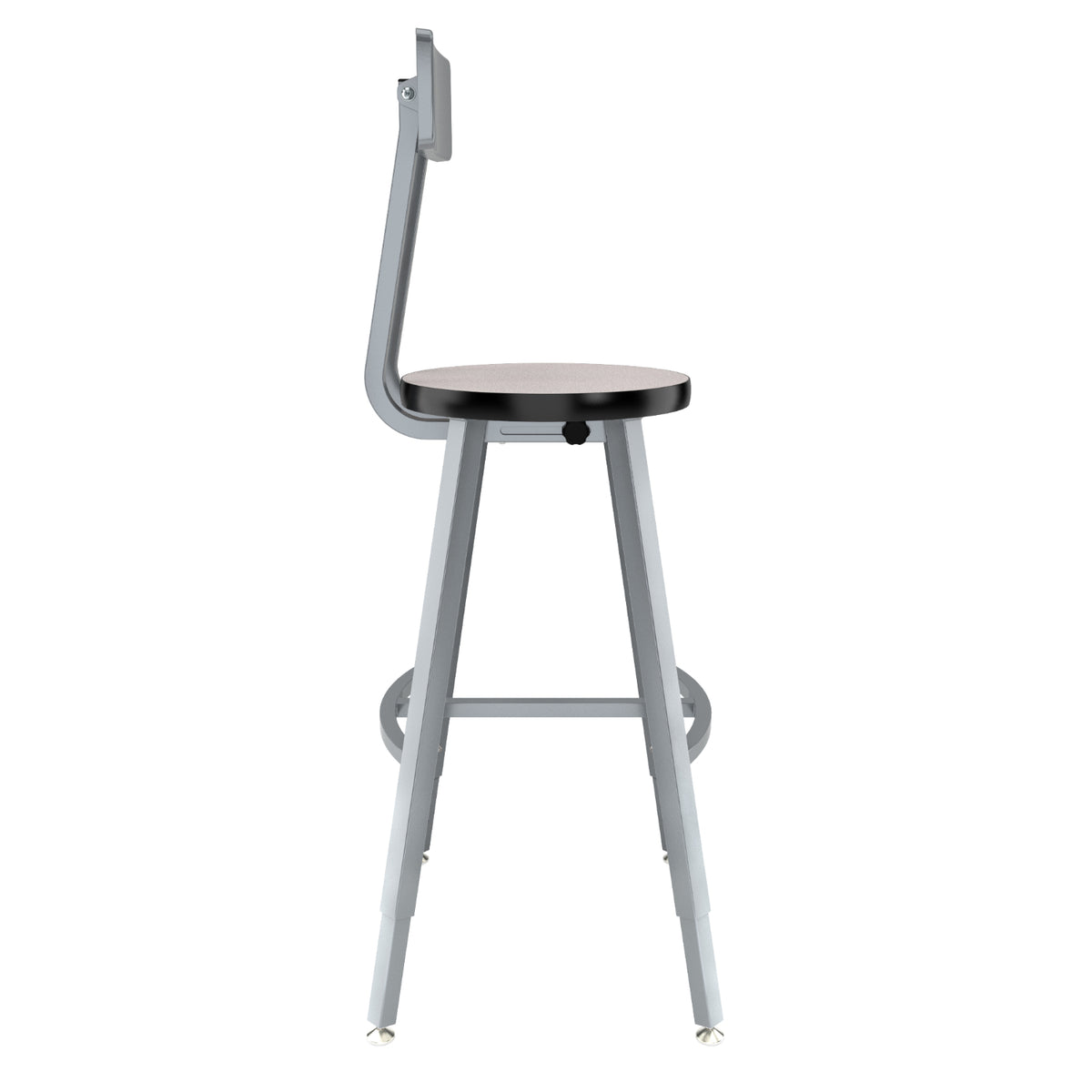 Titan Adjustable Height Stool with Backrest, Laminate Seat with MDF Core/ProtectEdge, 24-32" Seat Height