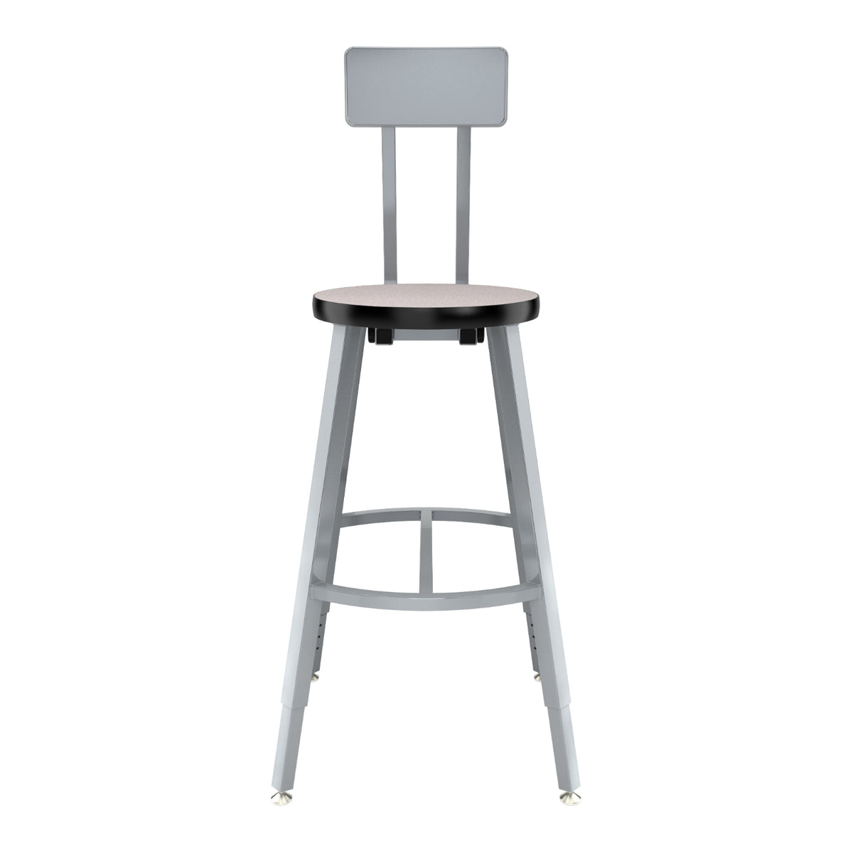 Titan Adjustable Height Stool with Backrest, Laminate Seat with Particleboard Core/T-Mold Edge, 24-32" Seat Height