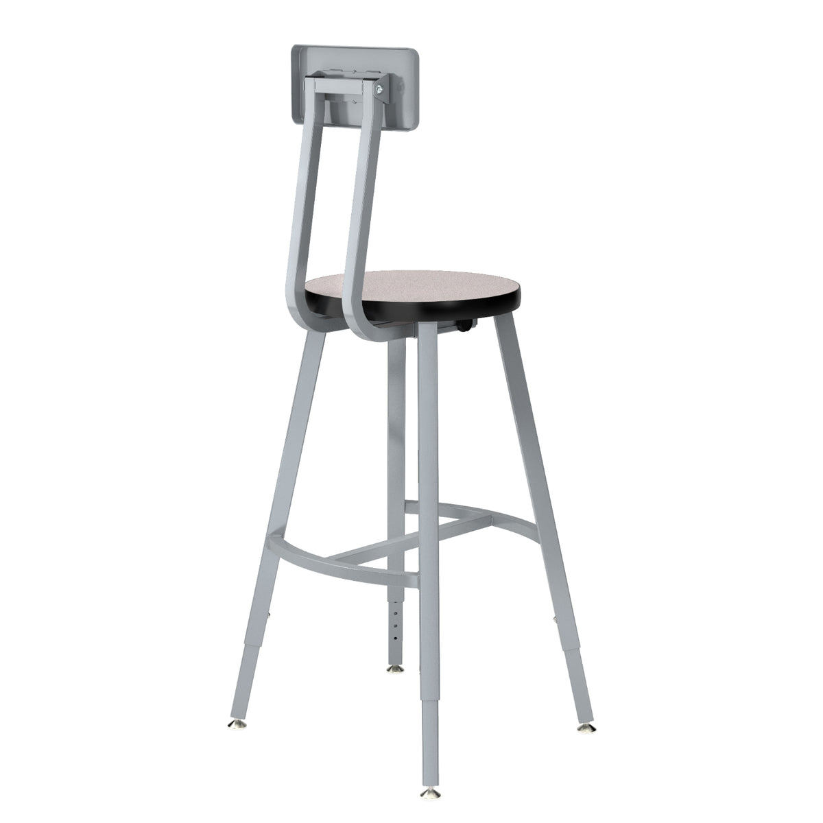 Titan Adjustable Height Stool with Backrest, Laminate Seat with Particleboard Core/T-Mold Edge, 24-32" Seat Height